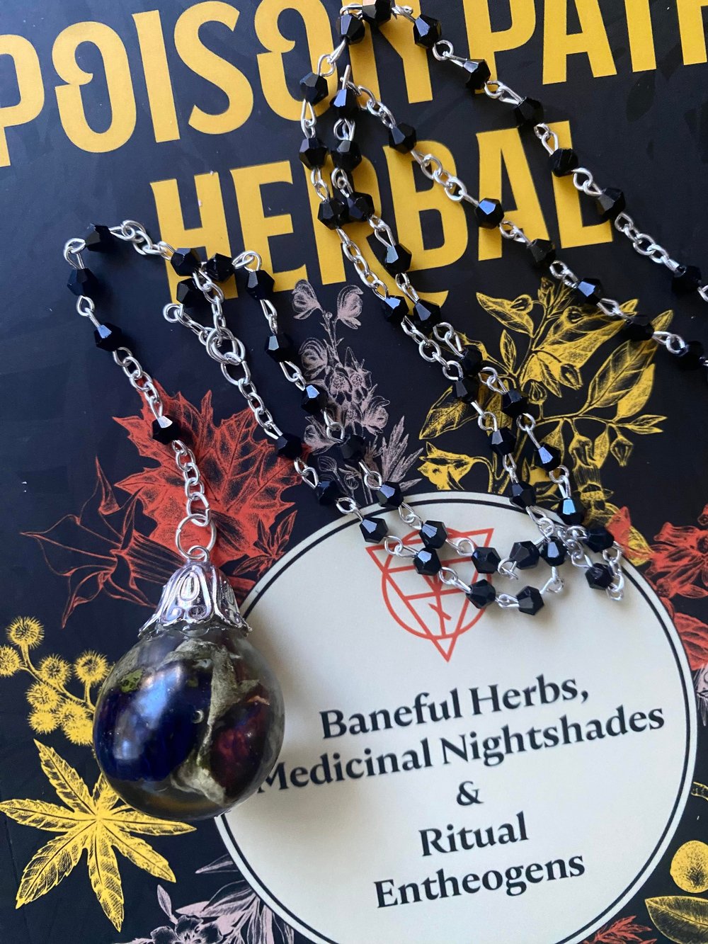 Belladonna Large Globe Pendant on Rosary Chain